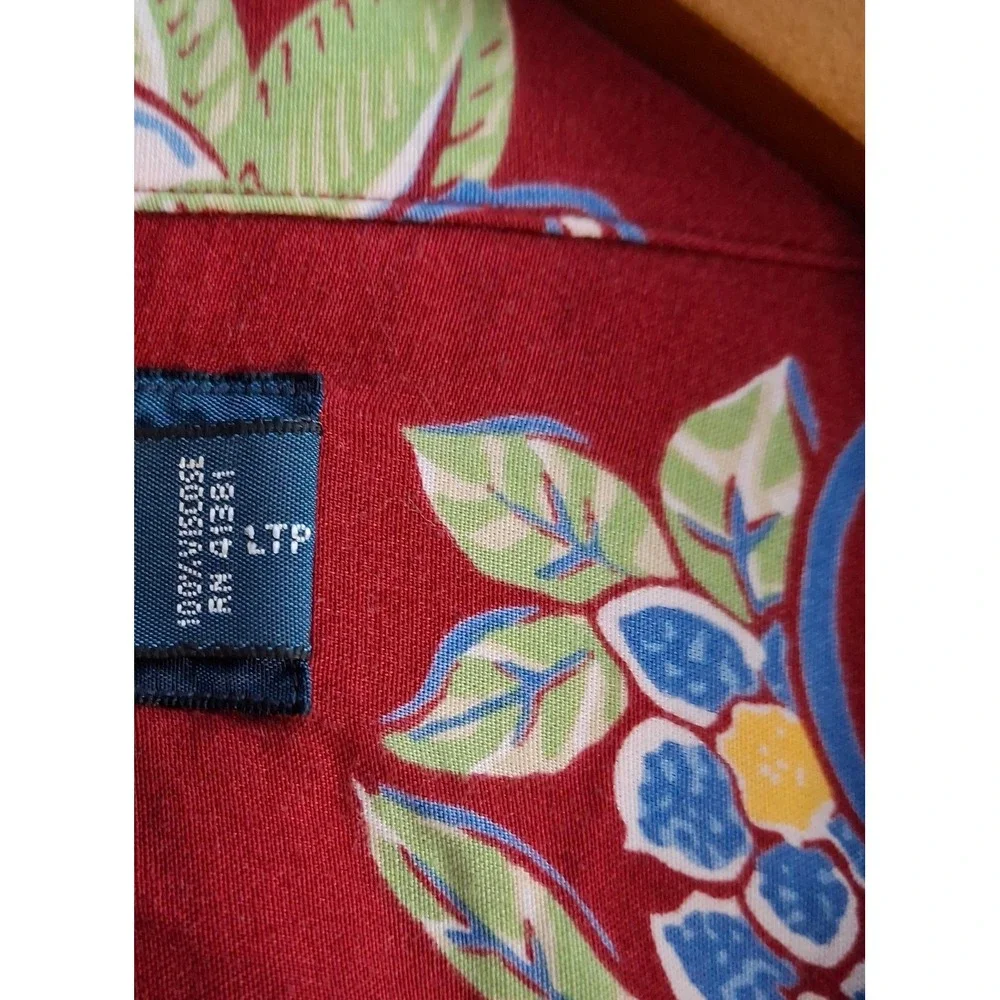 VTG Polo Ralph Lauren Hawaiian Shirt Men's 2XL Red Flower & Guitars Button Up